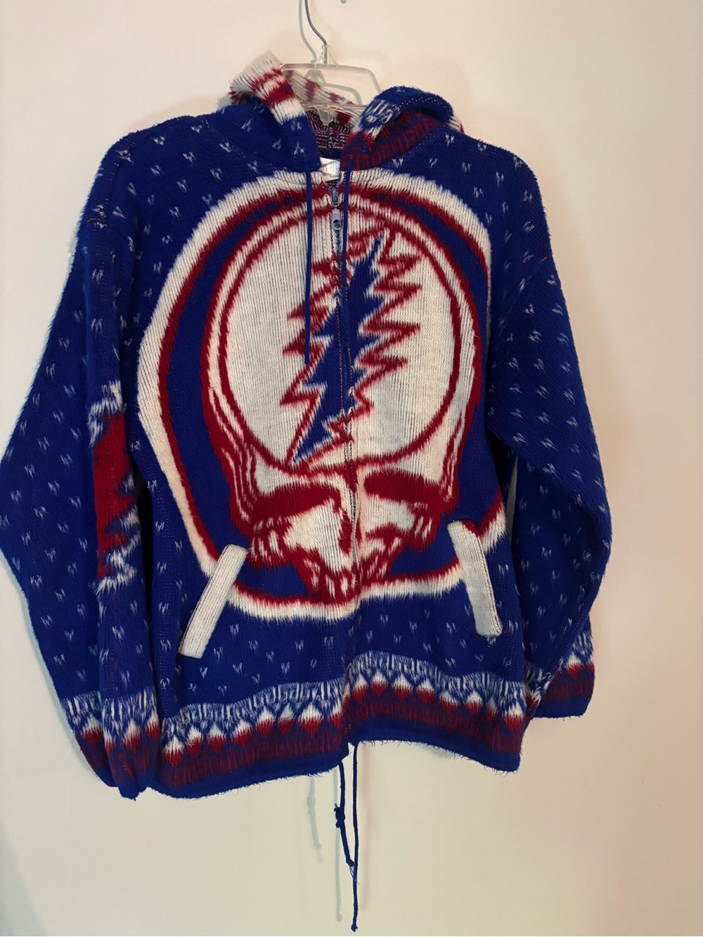Grateful Dead Blue Red White Zip-Up Hooded Sweater
